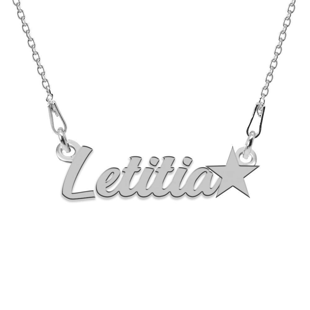 Colier Argint, Steluta, Nume Letitia , BijouxMAG, 45 cm