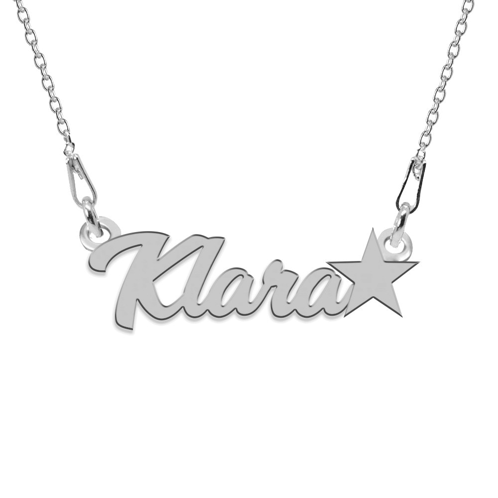 Colier Argint, Steluta, Nume Klara , BijouxMAG, 45 cm