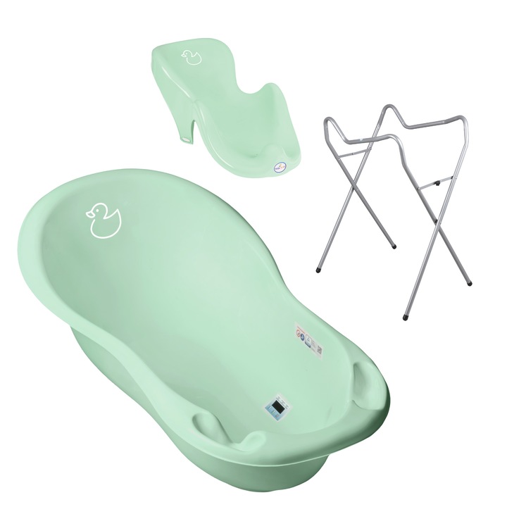 Set pachet cadita Duck 102 cm Verde+ suport anatomic si suport universal