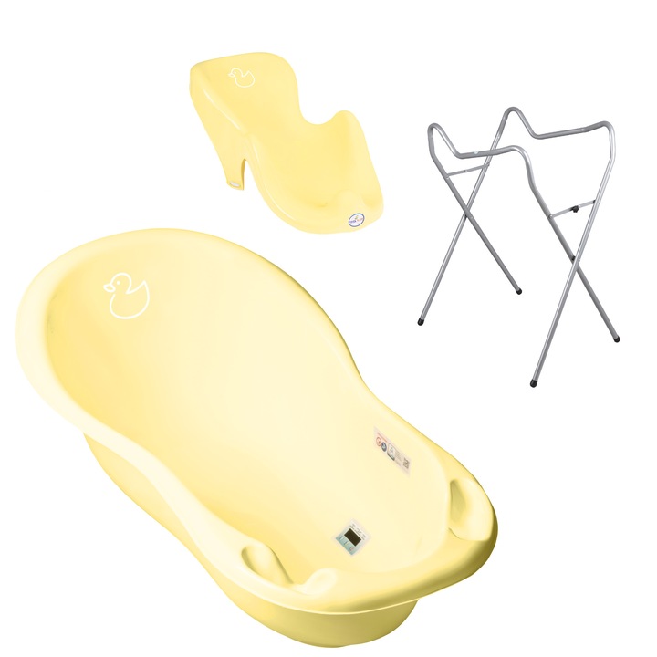 Set pachet cadita Duck 102 cm Galben+ suport anatomic si suport universal