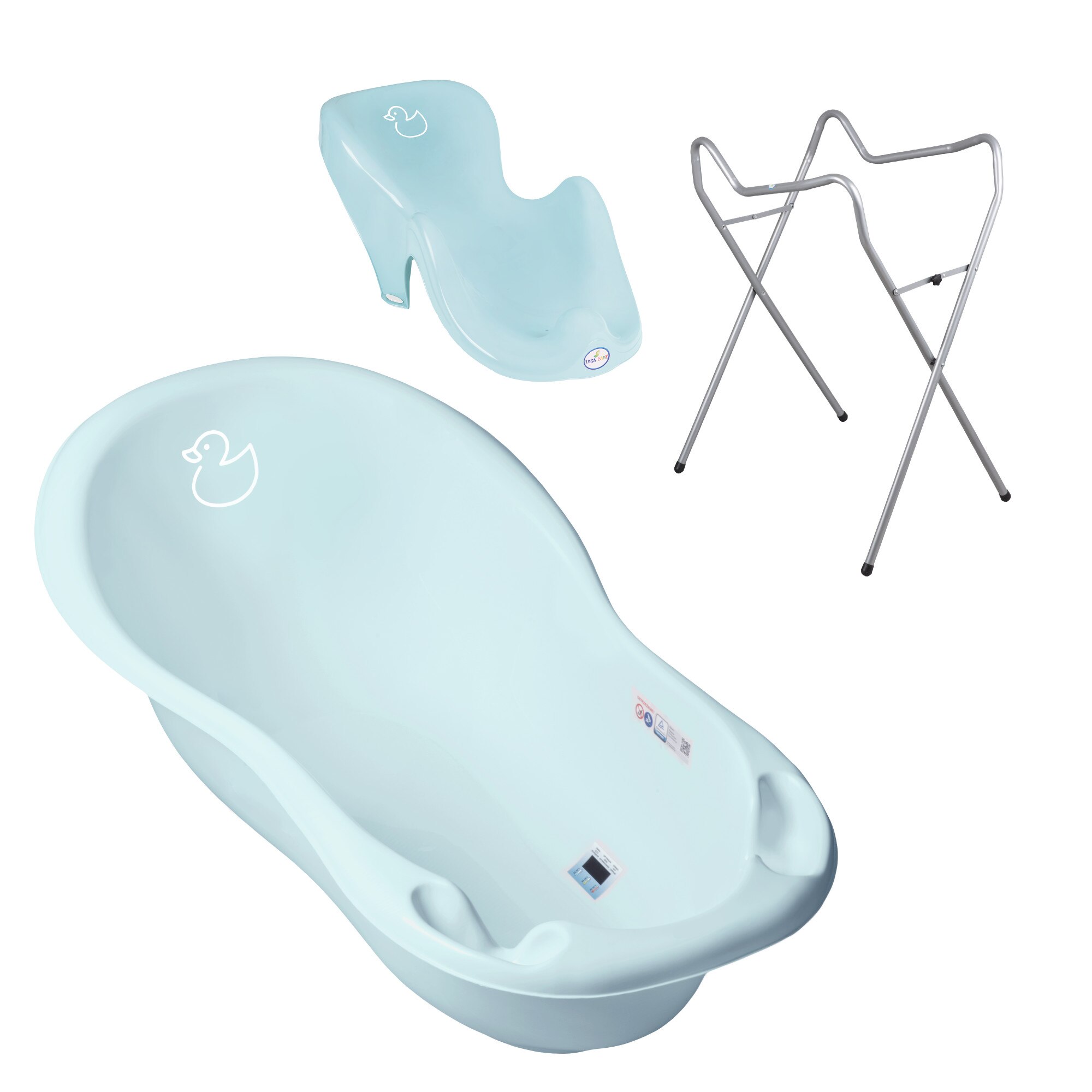 Set pachet cadita Duck 102 cm Albastru+ suport anatomic si suport universal