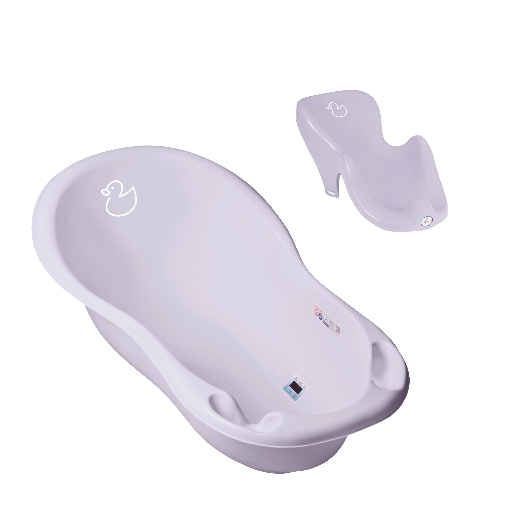 Set cadita copii Duck Lila 102 cm cu senzor de temperatura + suport anatomic cadita