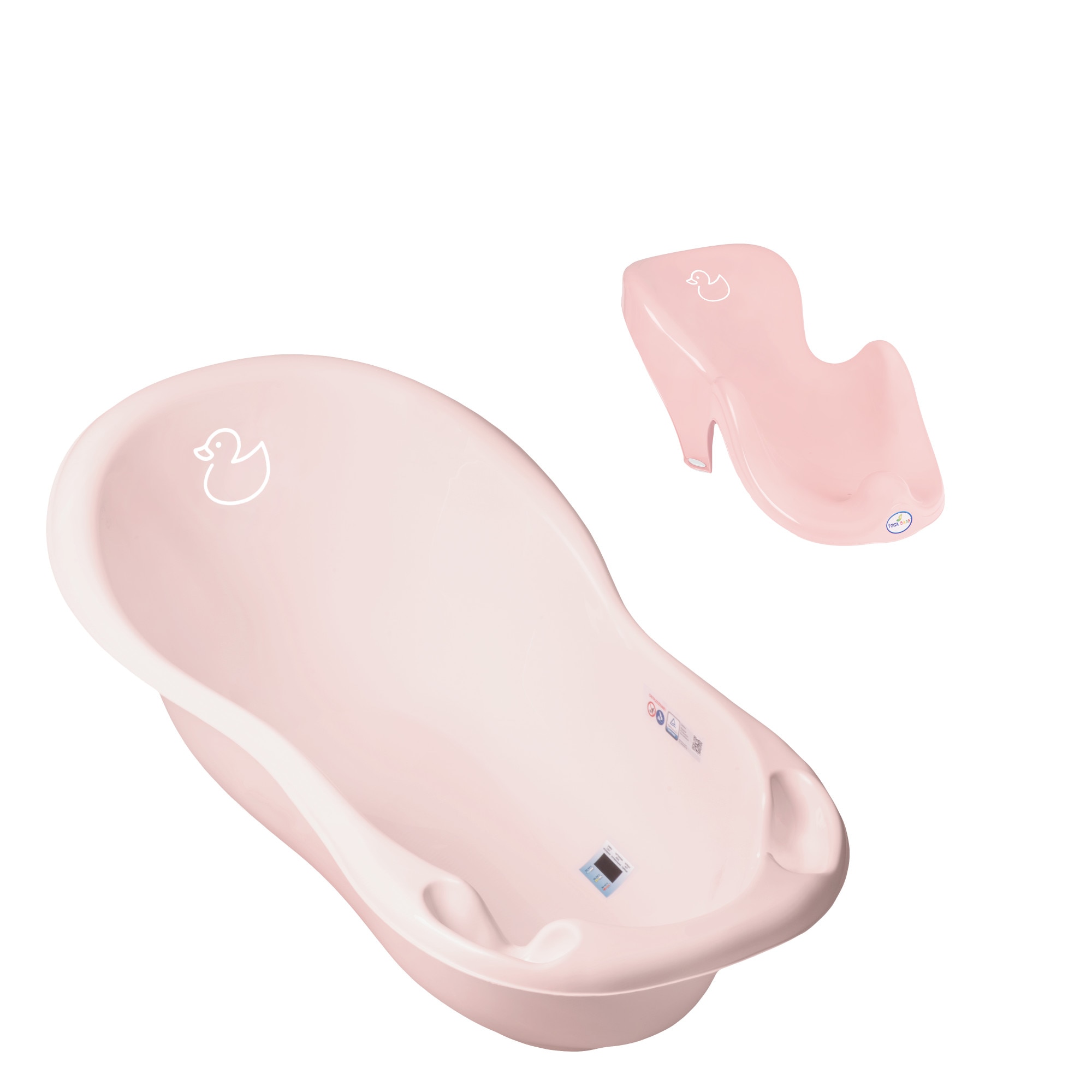 Set cadita 86 cm cu senzor de temperatura si suport anatomic Duck Roz