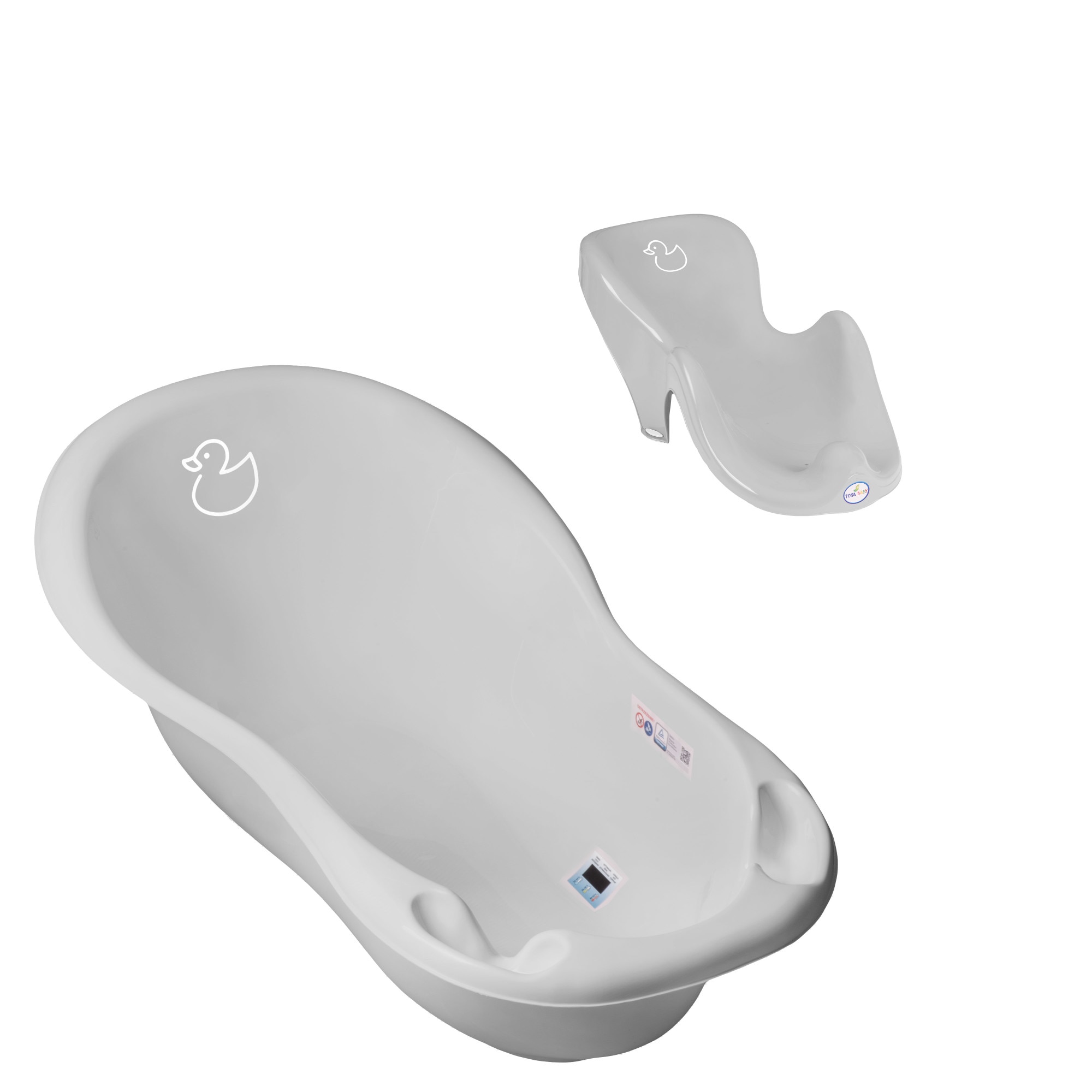 Set cadita 86 cm cu senzor de temperatura si suport anatomic Duck Gri