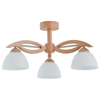 Lustra AF Emir din lemn si abajur din sticla cu 3 becuri E27 X max 60W Lustra AF Emir din lemn si abajur din sticla cu 3 becuri E27 X max 60W