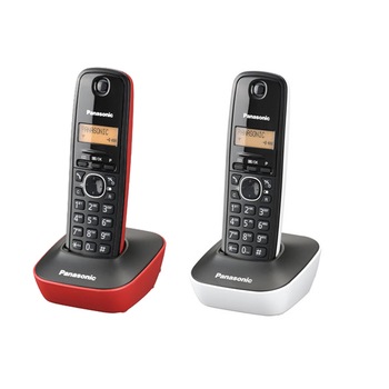 Telefon DECT fara fir, Panasonic KX-TG1612FXRW, 2 receptoare, Caller ID (KX-TG1611FXR + KX-TG1611FXW) Telefon DECT fara fir, Panasonic KX-TG1612FXRW, 2 receptoare, Caller ID (KX-TG1611FXR + KX-TG1611FXW)