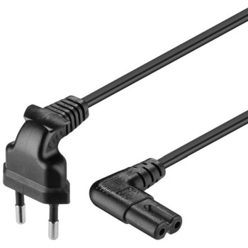 Cablu de alimentare pt. TV cu conectori cotiti CEE 7/16 - IEC-60320-C7 negru 1m Cablu de alimentare pt. TV cu conectori cotiti CEE 7/16 - IEC-60320-C7 negru 1m