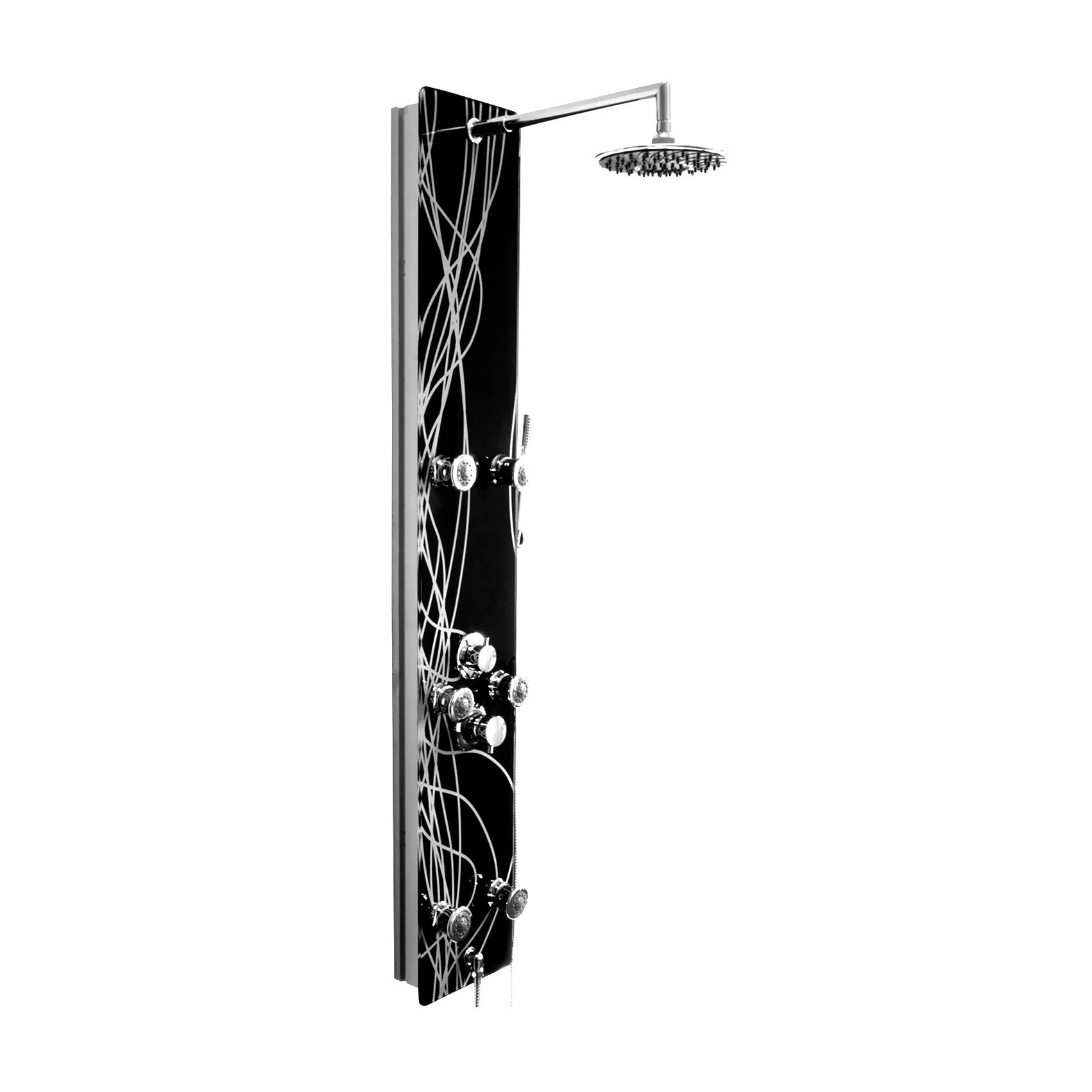 Panel de dus din aluminiu si sticla securizata vopsita si imprimata, baterie cu termostat