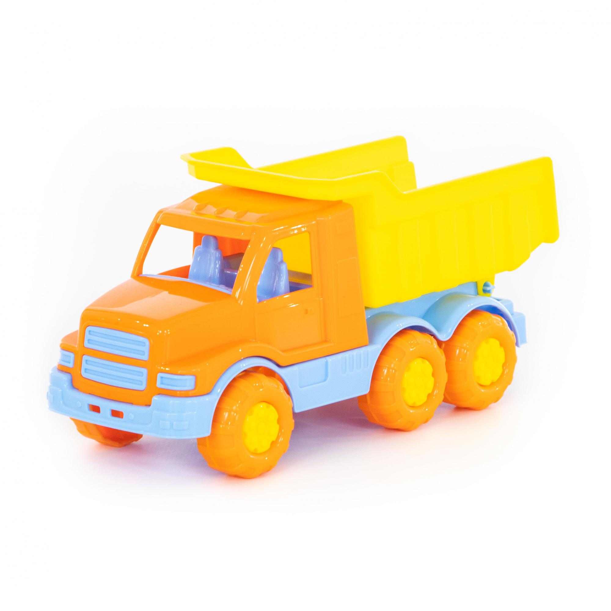 Camion GOSHA POLESIE , lungime 26,5 cm , Portocaliu/Galben , Robentoys