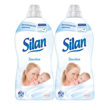 Pachet Promo Balsam de rufe Silan Sensitive, 148 spalari, 2x1.85 L Pachet Promo Balsam de rufe Silan Sensitive, 148 spalari, 2x1.85 L