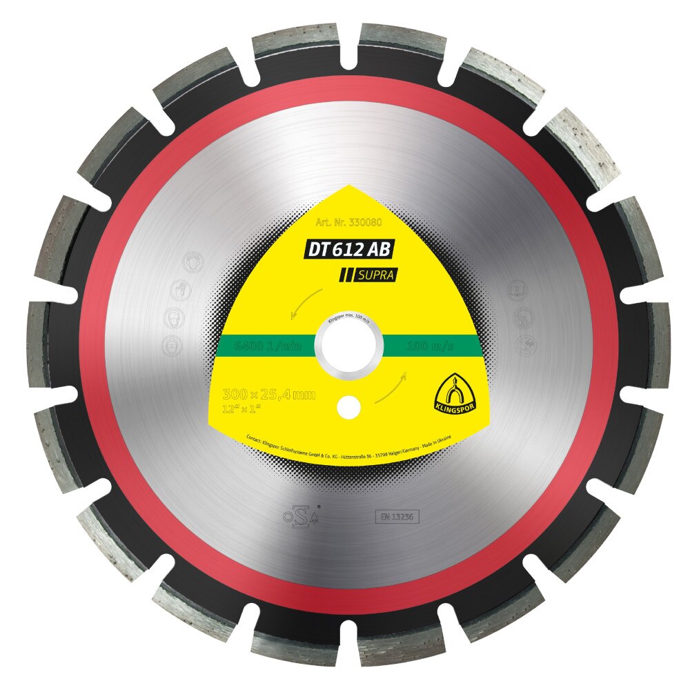 Disc diamanatat pentru beton si asfalt 300x25.4 MM DT612AB Klingspor