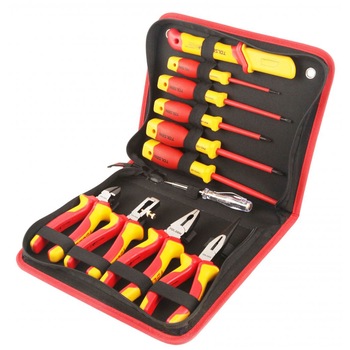 Set profesional 11 unelte de mana izolate Tolsen, V83411 Set profesional 11 unelte de mana izolate Tolsen, V83411
