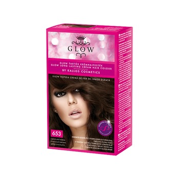 Vopsea de par Glow Kallos 40ml,nr.653 saten ciocolatiu Vopsea de par Glow Kallos 40ml,nr.653 saten ciocolatiu