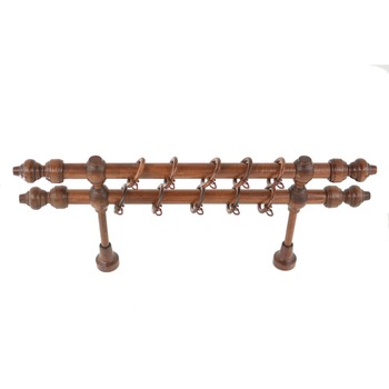 Galerie Dubla din lemn strunjit pentru perdele,Nuc,240 cm,accesorii incluse Galerie Dubla din lemn strunjit pentru perdele,Nuc,240 cm,accesorii incluse