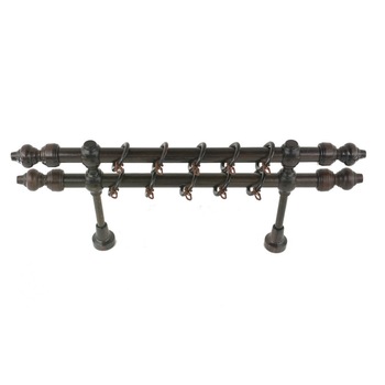 Galerie Dubla din lemn strunjit pentru perdele,Wenge,140 cm,accesorii incluse Galerie Dubla din lemn strunjit pentru perdele,Wenge,140 cm,accesorii incluse