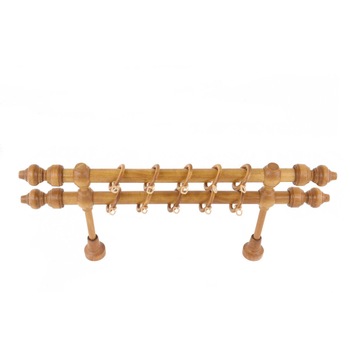 Galerie Dubla din lemn strunjit pentru perdele,Stejar Inchis, 280 cm,accesorii incluse Galerie Dubla din lemn strunjit pentru perdele,Stejar Inchis, 280 cm,accesorii incluse
