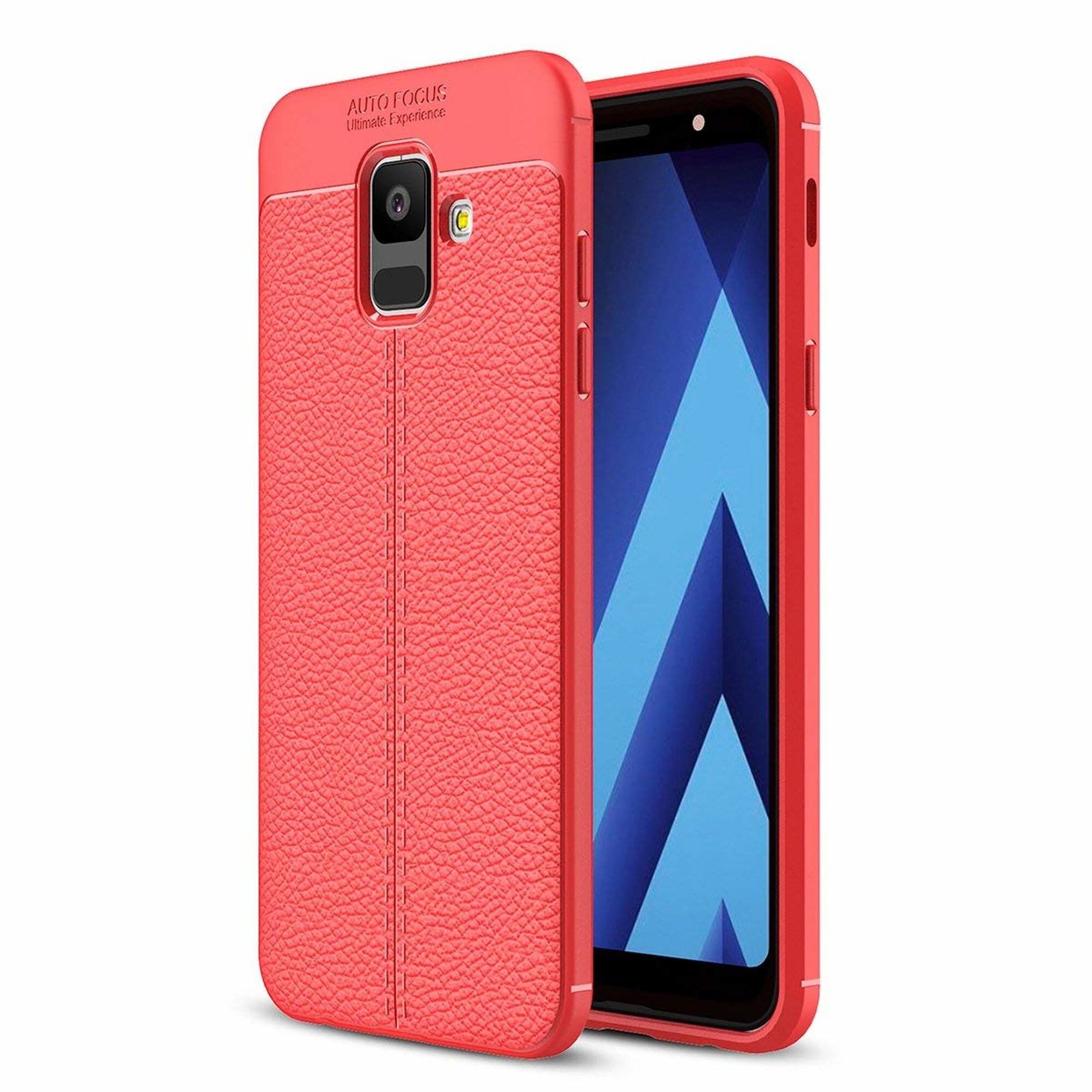 Husa Samsung Galaxy A6 (2018) - Silicon Tpu Brused Grain - rosu