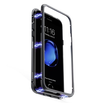 Husa magnetica 360 din sticla fata + spate cu rama metalica Iphone Xr Husa magnetica 360 din sticla fata + spate cu rama metalica Iphone Xr