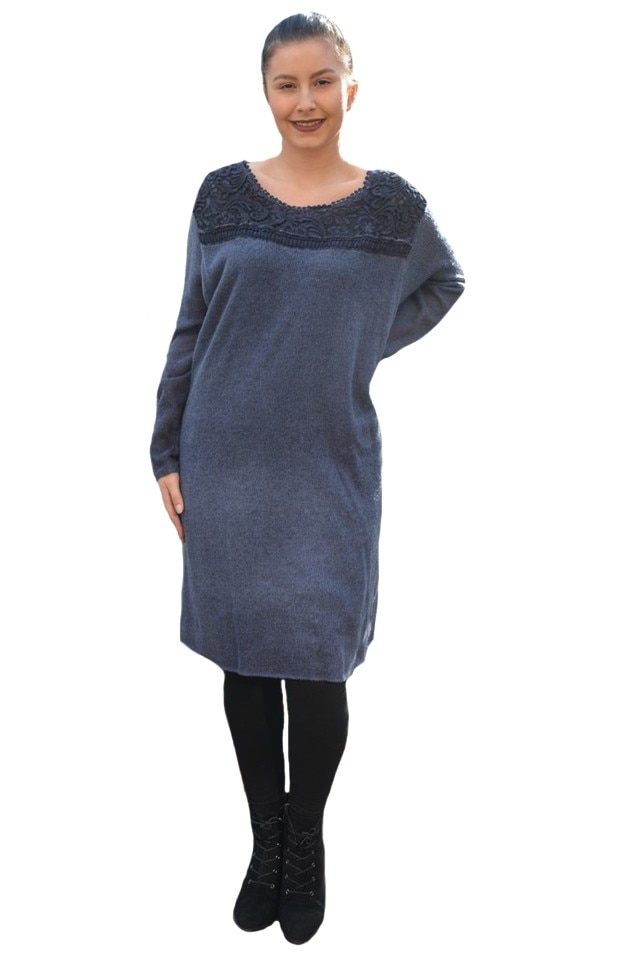 Rochie model de flori,croi modern,D&J Exclusive, Bleumarin