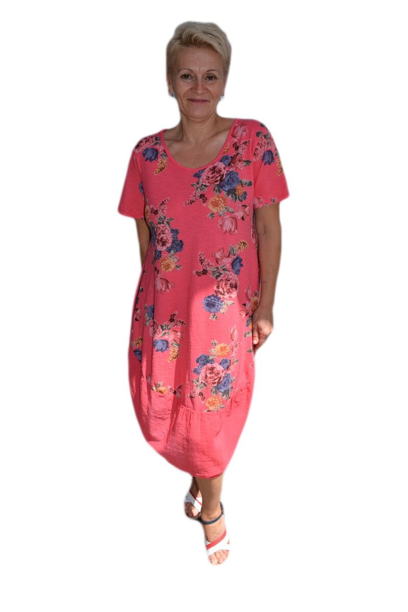 Rochie model de flori,croi modern,D&J Exclusive, Corai