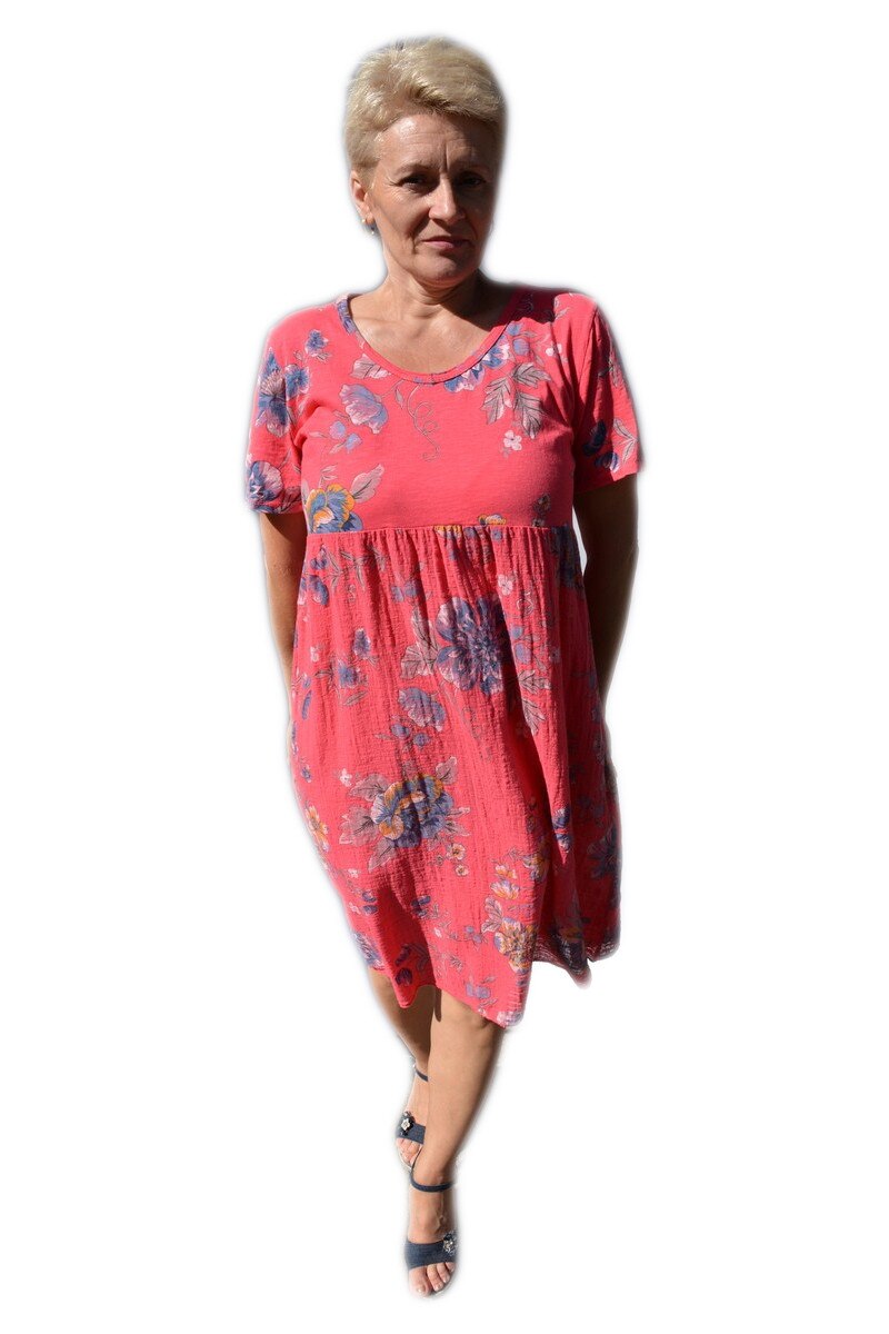 Rochie,model de flori,croi usor fronsat,D&J Exclusive, Roz