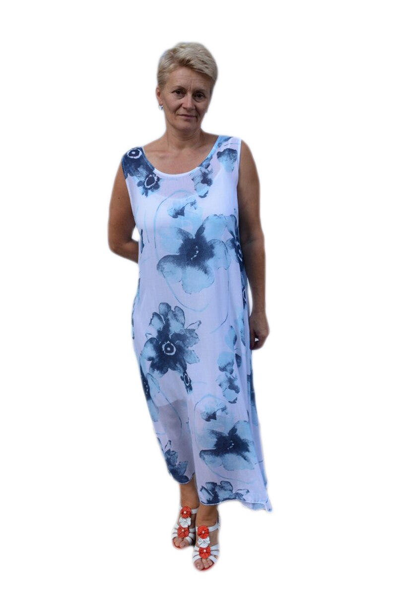 Rochie casual,material subtire ,D&J Exclusive,, Alb - Albastru