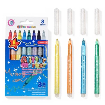 Carioci, Zola® subtiri cu GLITTER - 8 buc Carioci, Zola® subtiri cu GLITTER - 8 buc