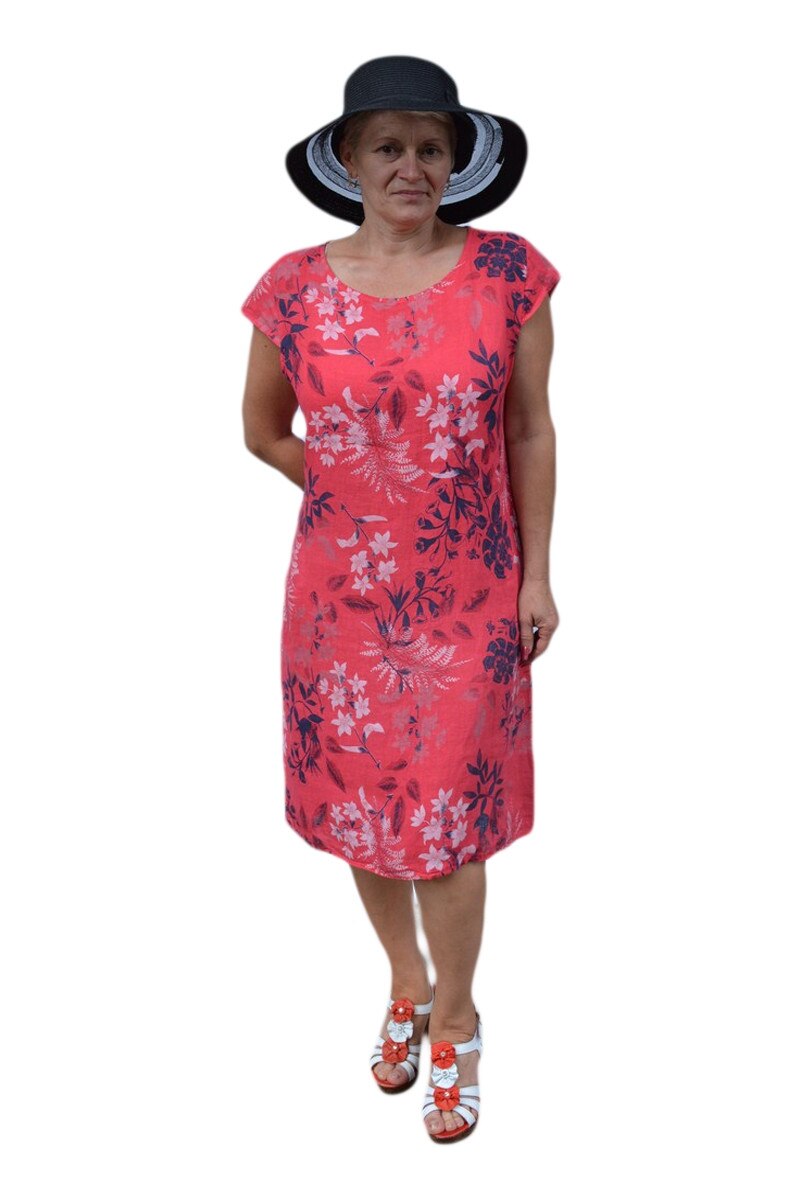 Rochie dreapta,imprimeu traditional,D&J Exclusive,Rosu, Rosu