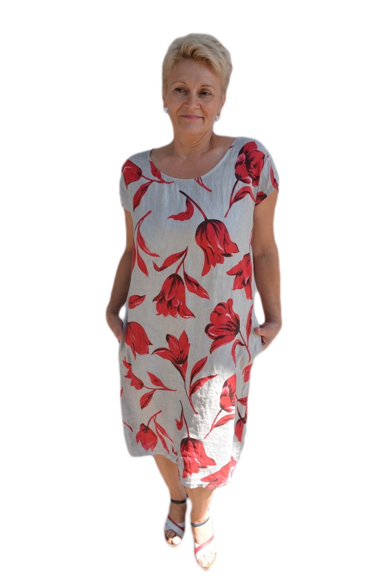Rochie trendy,croi lejer,D&J Exclusive, Corai-Crem