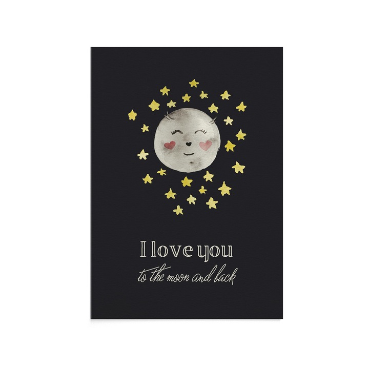 Felicitare Moon Love, Zizula Cards, Negru, 105 x 150 mm