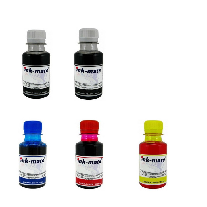 Pachet flacon refill cerneala negru, negru, cyan, magenta, galben Canon 100ml, Ink-Mate PGI-580, CLI-581