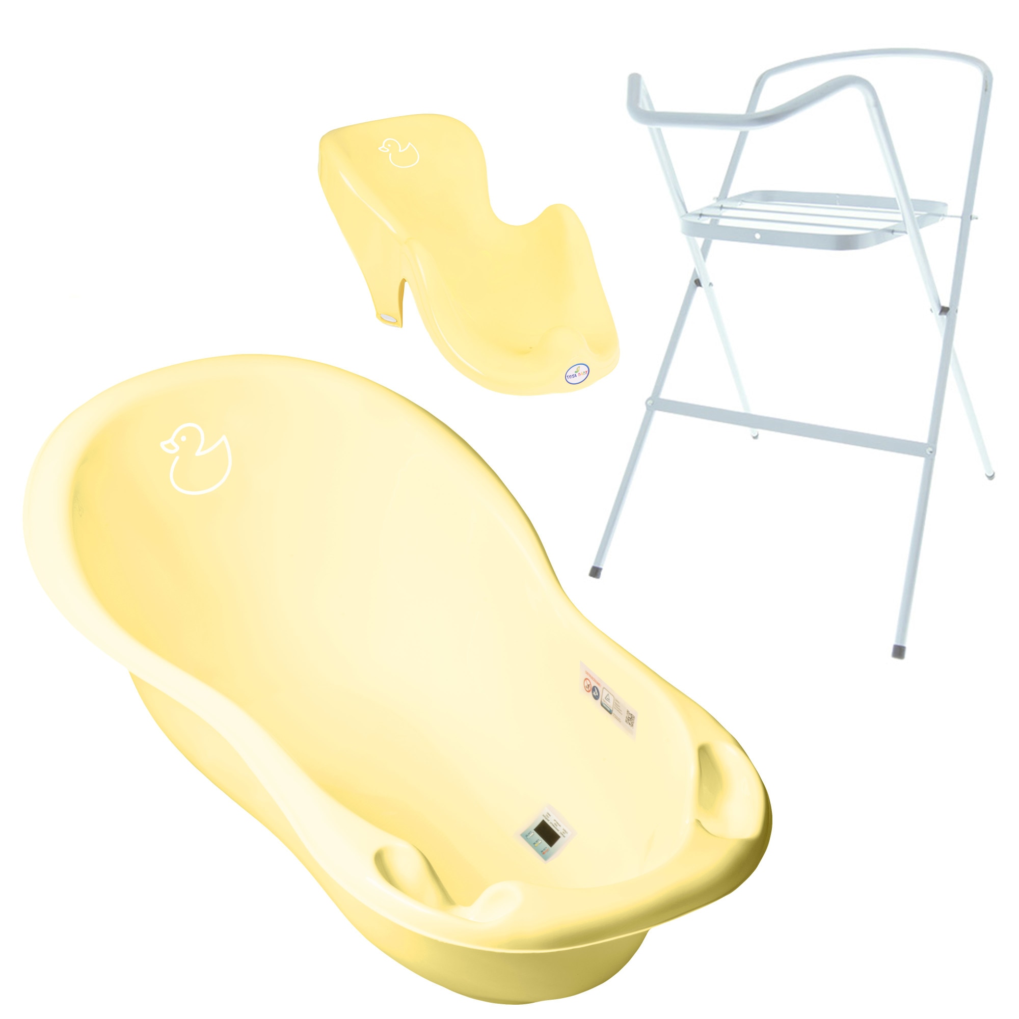Set Cadita 86 cm cu suport metalic si suport anatomic Duck Galben
