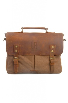 Geanta de umar URBAN BAG Oxford coffee din piele naturala si material textil pentru barbati Geanta de umar URBAN BAG Oxford coffee din piele naturala si material textil pentru barbati