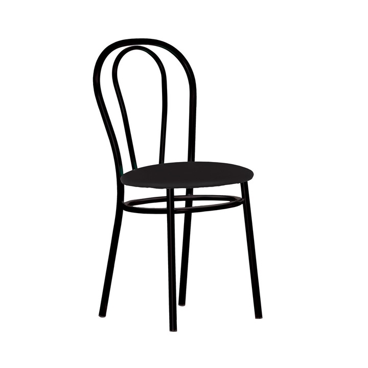 Scaun bucatarie Velvet Black, Negru piele ecologica