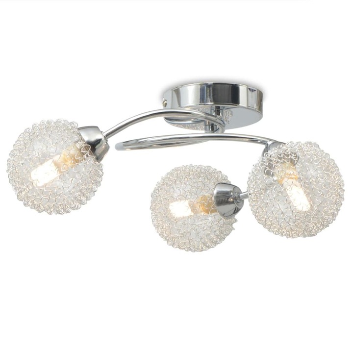Полилей vidaXL ,3 крушки, стъкло, бял, 120 w, LED