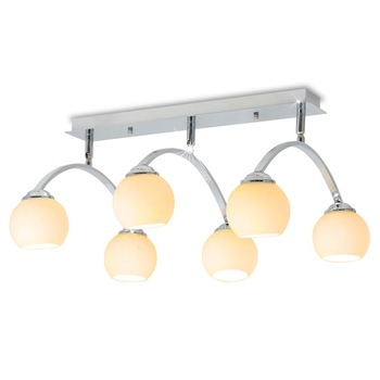 Lustra de plafon cu 6 becuri, LED G9, vidaXL, Sticla, Alb, 240 w Lustra de plafon cu 6 becuri, LED G9, vidaXL, Sticla, Alb, 240 w