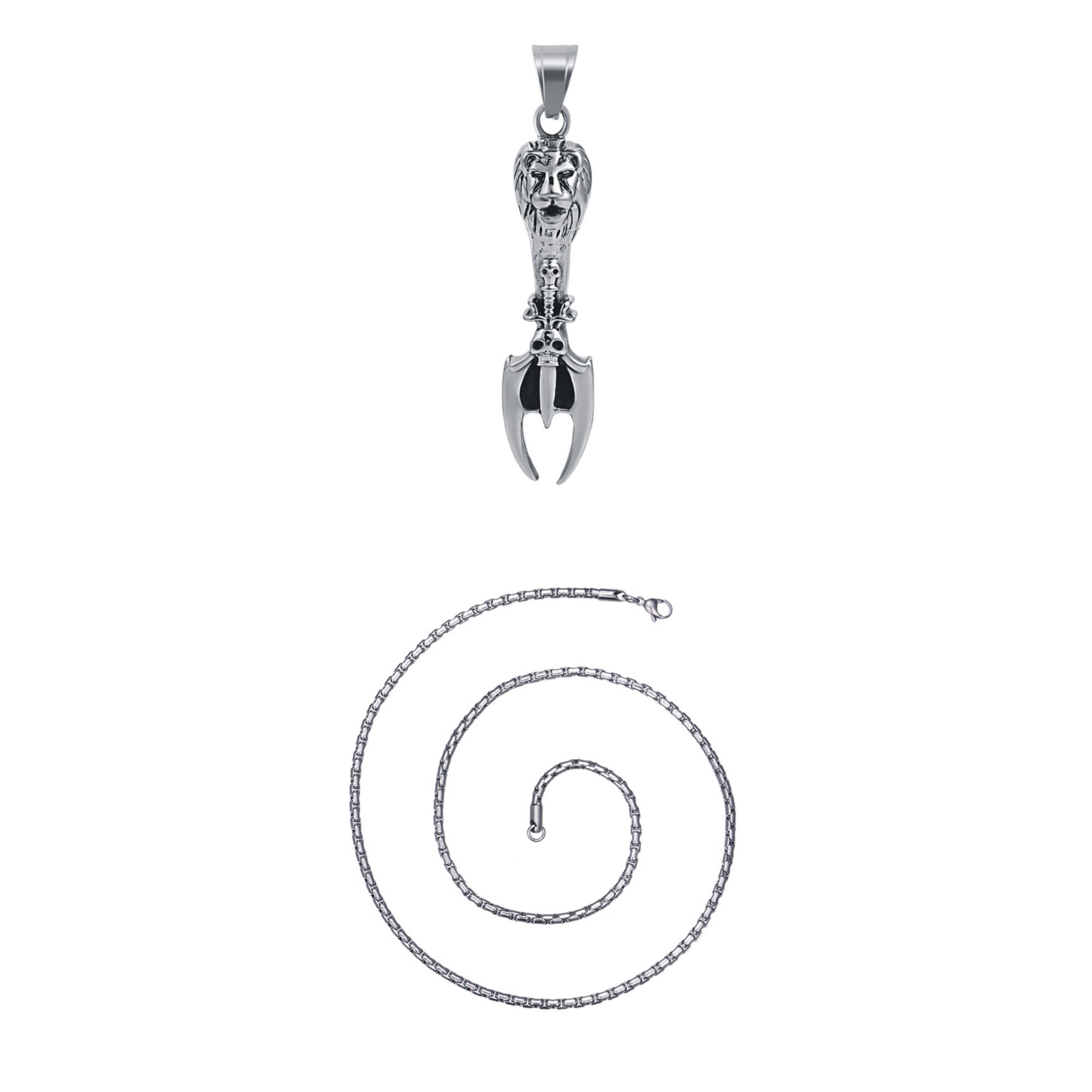 Lant inox ,pandantiv model sabie cap Leu