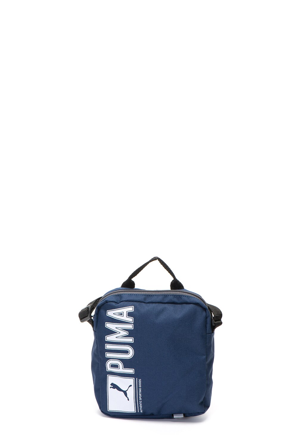 Puma, Geanta crossbody cu logo, Bleumarin/Alb