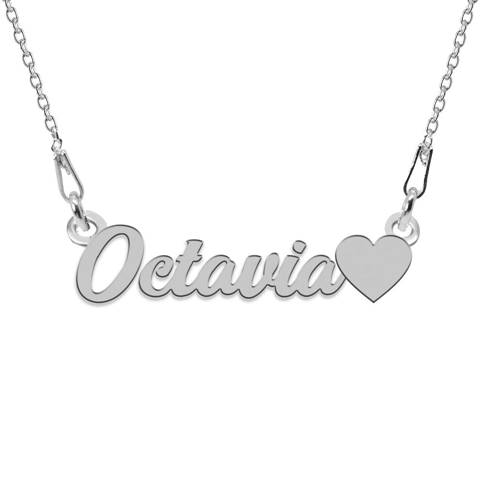 Colier Argint, Inimioara, Nume Octavia , BijouxMAG, 45 cm