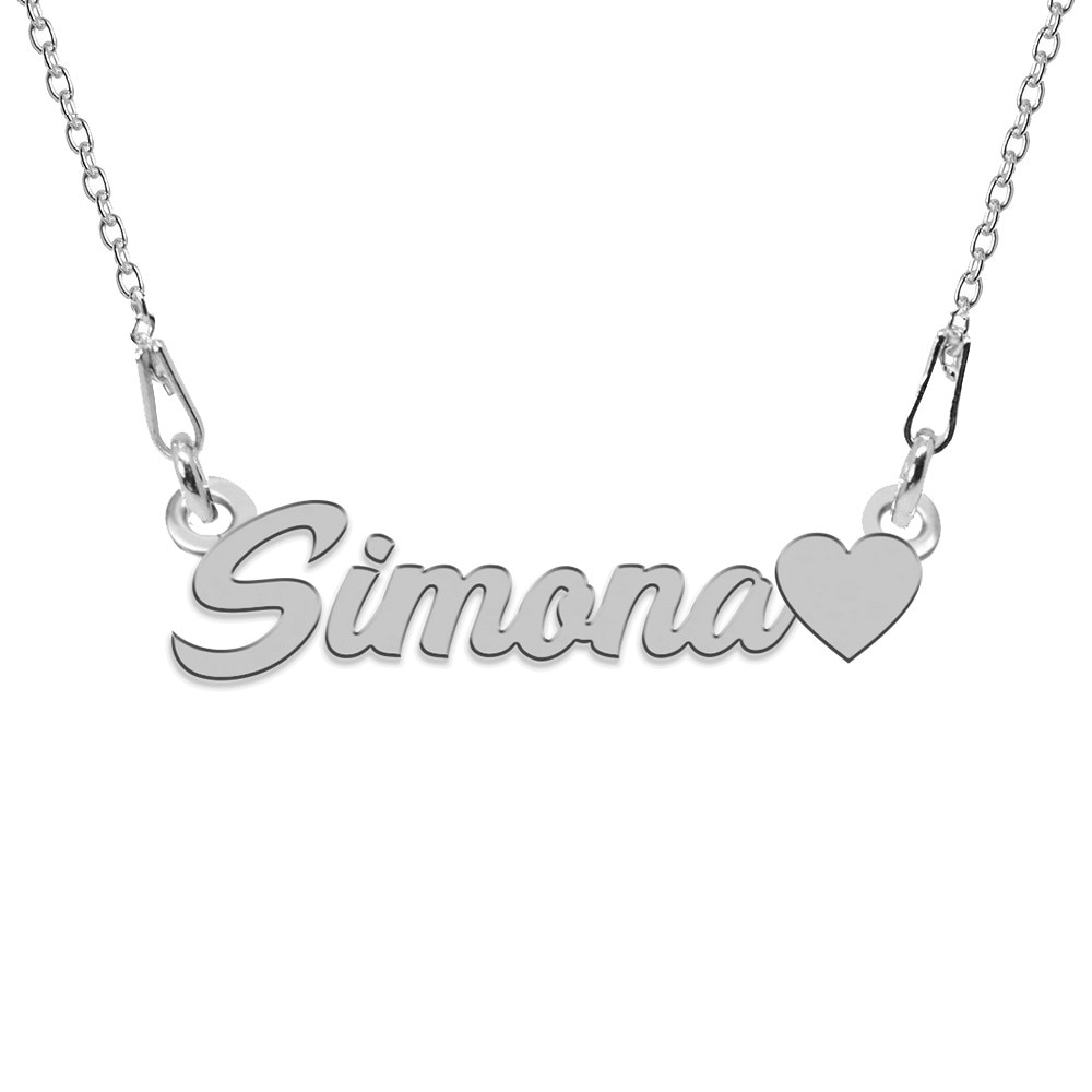 Colier Argint, Inimioara, Nume Simona , BijouxMAG, 45 cm
