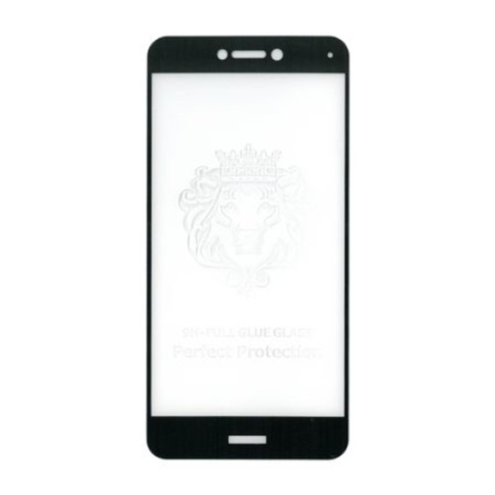 Пълноразмерно стъклено фолио с лепило по цялата повърхност, Gema, за Huawei P8 Lite 2017, черно