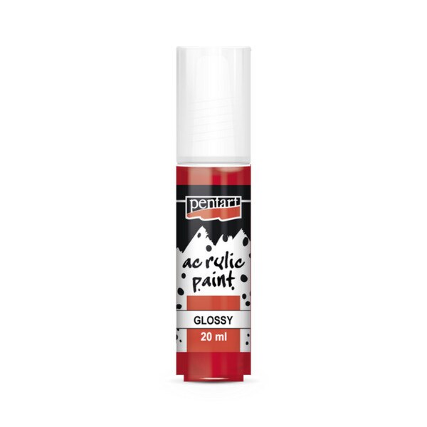 Vopsea acrilica lucioasa pe baza de apa Pentart - rosu ruj, 20 ml