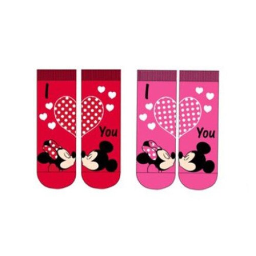 Set 2 perechi de sosete fete, Disney, Minnie, roz/rosu