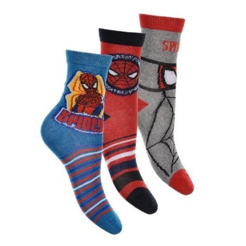 Set 3 perechi de sosete baieti, Disney, With great power, rosu cu gri