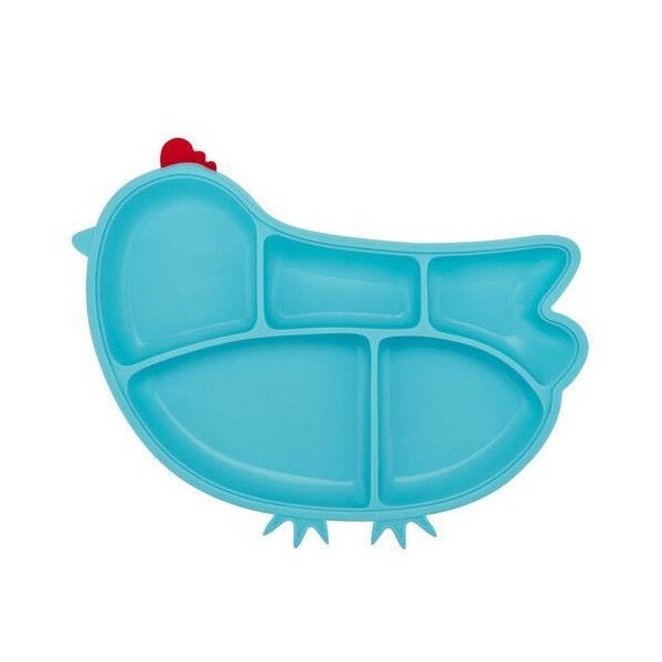 Tavita compartimentata din silicon, cu ventuza - Innobaby - Chicken Blue