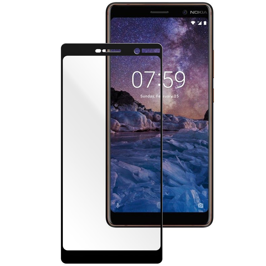 Folie de protectie Vetter GO Tempered Glass Full Frame pentru Nokia 7 Plus, Black