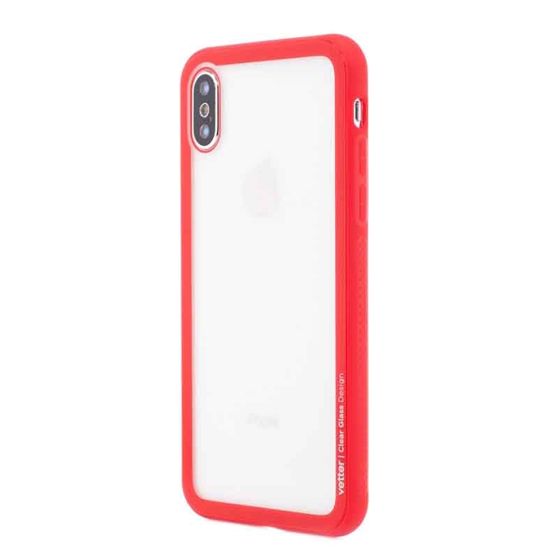 Husa de protectie Vetter Clear Back Glass, pentru Apple iPhone X, Red