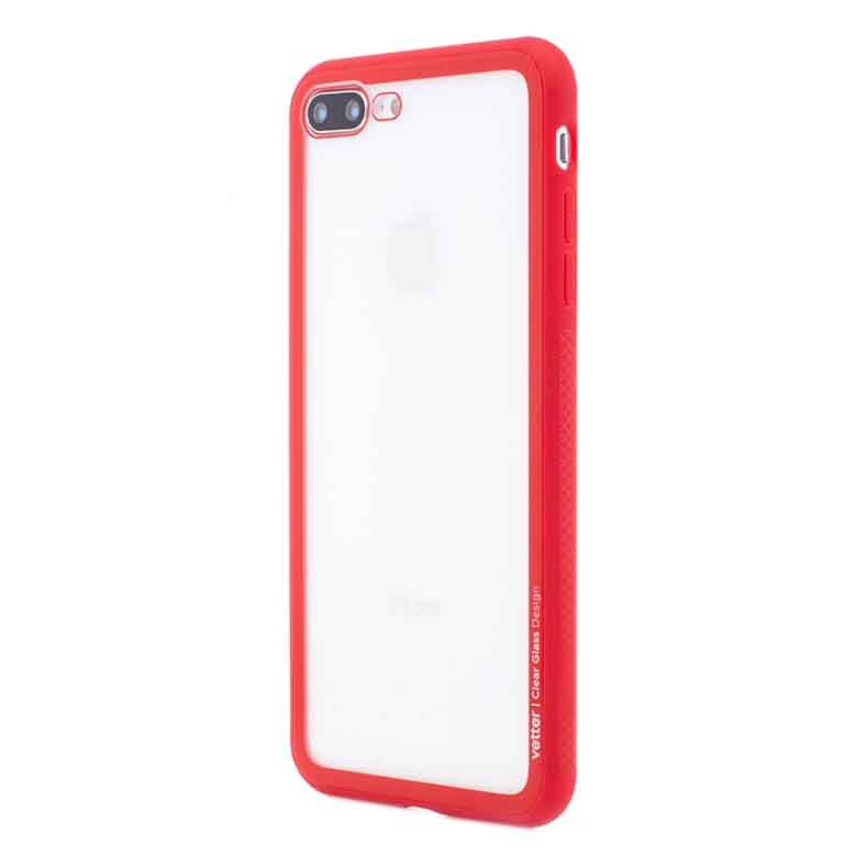 Husa de protectie Vetter Clear Back Glass pentru Apple iPhone 8 Plus / iPhone 7 Plus, Red