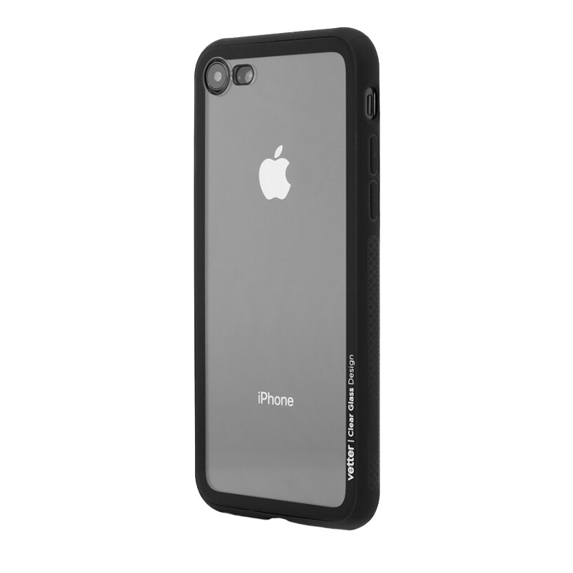 Husa de protectie Vetter Clear Back Glass pentru Apple iPhone 8 / iPhone 7, Black