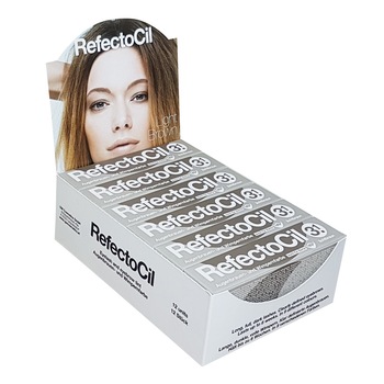 Set vopsea sprancene si gene, maro deschis, set 12 buc, Refectocil Set vopsea sprancene si gene, maro deschis, set 12 buc, Refectocil